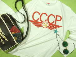 CCCP 長袖Ｔシャツ　旧ソ連Ｔシャツ　ロンＴ　共産主義　ソビエト連邦Ｔシャツ　旧ソ連Ｔシャツ　アエロフロート