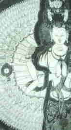 長袖Ｔシャツ　レディース　チベット仏教Ｔシャツ　長袖　ロンＴ　チベット曼荼羅Ｔシャツ　女性サイズ　仏陀Ｔシャツ　千手観音