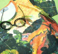 レディース　ゴーギャンのＴシャツ　楽園　タヒチ　ゴーギャンが描いた楽園タヒチのＴシャツ　ゴーギャンのタヒチＴシャツ　女性サイズ　絵画Ｔシャツ　名画Ｔシャツ