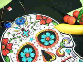 メキシコ髑髏Ｔシャツ　ドクロのＴシャツ　骸骨Ｔシャツ　スカルＴシャツ　メキシコ文化　死者の日Ｔシャツ