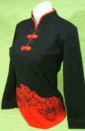 長袖　チャイナ衿Ｔシャツ　ロンT　チャイナ・カラーTシャツ　マオカラーのＴシャツ　太極拳　女性サイズ