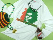 長袖ボブマーリーＴシャツ　ロンT　フリーダムファイター　長袖ボブT　Bob Marley T-shirt　ラスタ　ボブ・マーレーの長袖Ｔシャツ