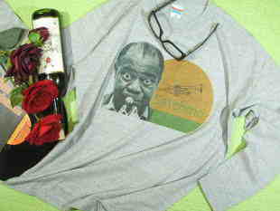 長袖Ｔシャツ　ロンT　ルイ・アームストロングのＴシャツ　サッチモのＴシャツ　ジャズ　トランペット　Satchmo T-shirt　Louis Armstrong T-shirt
