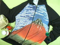 長袖　浮世絵の長袖Ｔシャツ　ロンT　葛飾北斎の長袖ジップアップ　赤富士の長袖ジップアップ　富士山　和柄　浮世絵Tシャツ