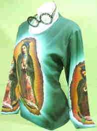レディース　聖母マリア長袖Tシャツ　女性サイズ　キリスト教Ｔシャツ　ロンT　マリア様長袖Ｔシャツ　レディース　グアダルーペマリア長袖Ｔシャツ