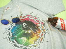 茨のボブマーリーTシャツ ボブのライブ姿 メッセージ Bob Marley T-shirt ラスタTシャツ レゲエTシャツ ボブ・マーレーのTシャツ