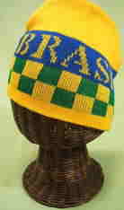 ブラジル国旗ニット帽子　ブラジル国旗デザインの帽子　サンバ　衣装　サポーター