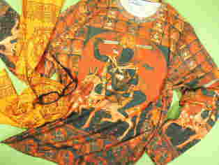 長袖　ロンT　チベット仏教版戦いの神・カーリーＴシャツ　チベット仏教Ｔシャツ　チベット曼荼羅Ｔシャツ　仏陀Ｔシャツ