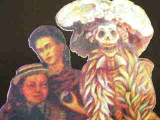 ディエゴ・リベラの壁画Ｔシャツ　フリーダとディエゴと髑髏カトリーナのＴシャツ　メキシコ壁画Ｔシャツ