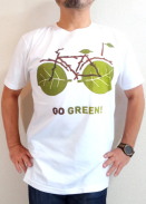 エコ自転車Tシャツ、SDGsTシャツ、温暖化防止Tシャツ、地球温暖化問題Ｔシャツ　地球環境問題Ｔシャツ　気候変動問題Ｔシャツ