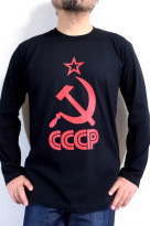 旧ソ連長袖Ｔシャツ　ロンT　CCCP 共産主義長袖Ｔシャツ　共産マーク長袖Ｔシャツ　ロンT　鎌とハンマー