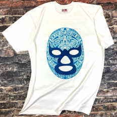 ブルーデーモンのＴシャツ　オーバーサイズ　アステカカレンダリオのTシャツ　ビッグサイズ　メキシコプロレスTシャツ　ルチャTシャツ　キングサイズ　ルチャドールのTシャツ