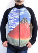 長袖　浮世絵の長袖Ｔシャツ　ロンT　葛飾北斎の長袖ジップアップ　赤富士の長袖ジップアップ　富士山　和柄　浮世絵Tシャツ